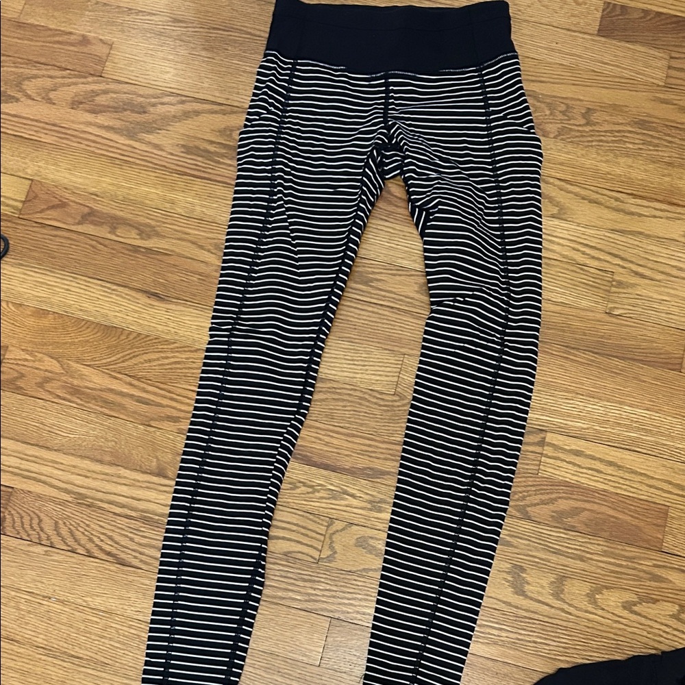 lululemon athletica Striped Leggings in Black and White